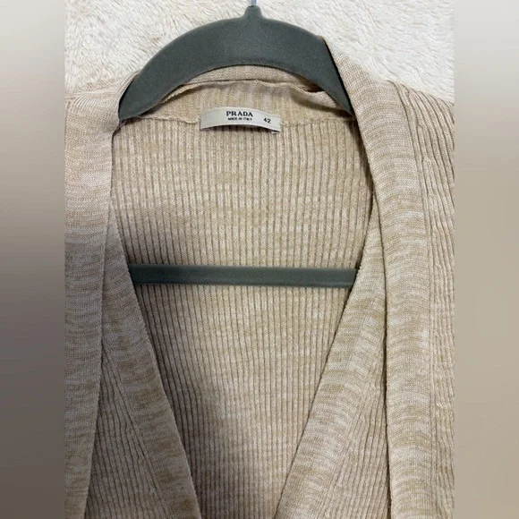 Prada Light Beige Women's Cardigan Sweater